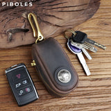 Leather Smart Key Holder Bag with Zipper, Portable Key Wallet for Men and Women
