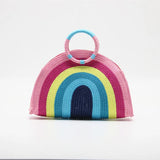Rainbow Straw-weaving Shoulder Bag Women's Summer Beach Travel Casual Bag