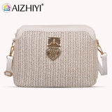 Vintage Women Summer PU Woven Messenger Bag Casual Ladies Small Purse Handbags