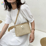 Vintage Women Summer PU Woven Messenger Bag Casual Ladies Small Purse Handbags