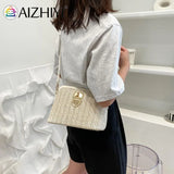 Vintage Women Summer PU Woven Messenger Bag Casual Ladies Small Purse Handbags
