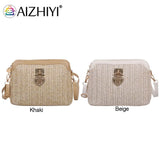 Vintage Women Summer PU Woven Messenger Bag Casual Ladies Small Purse Handbags