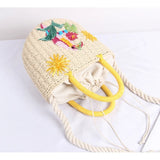 Straw Bag Women's Embroidery Woven Bag Large-capacity One-shoulder