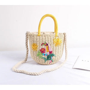 Straw Bag Women's Embroidery Woven Bag Large-capacity One-shoulder