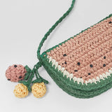 Girls Watermelon Shape Mini Straw Weaving Waist Belt Bag