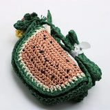 Girls Watermelon Shape Mini Straw Weaving Waist Belt Bag