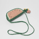 Girls Watermelon Shape Mini Straw Weaving Waist Belt Bag