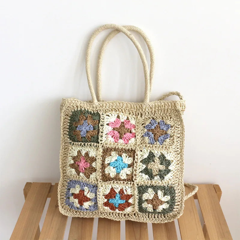 Straw Woven Shoulder Bag Summer Beach Handbag Messenger Ethnic Style