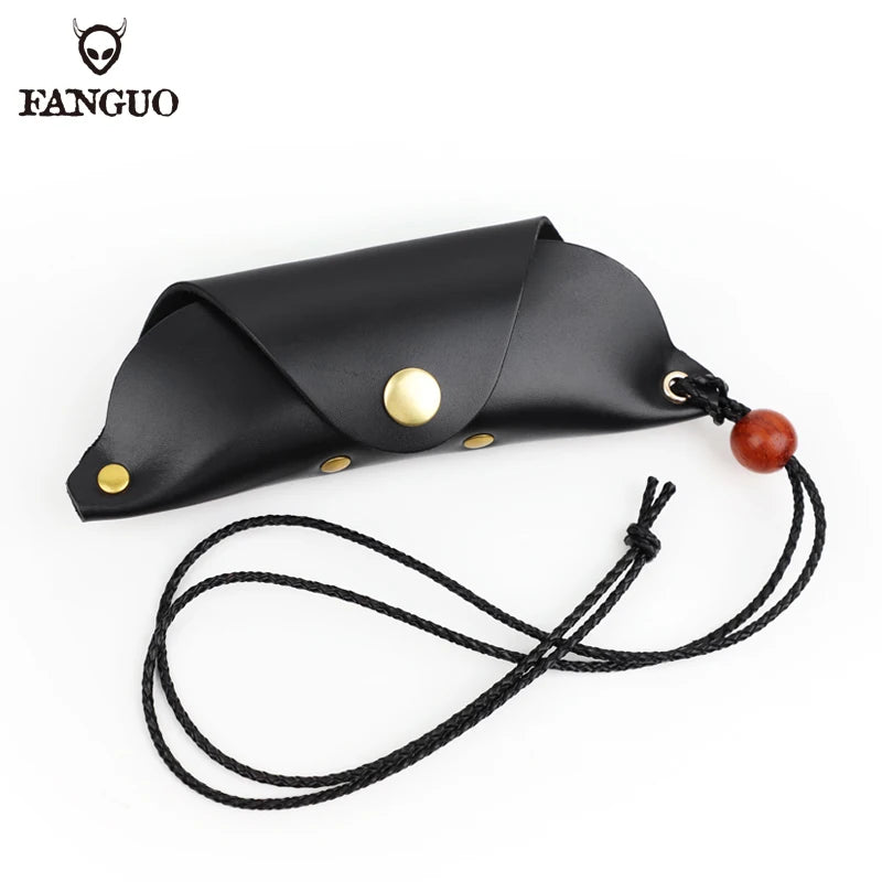 Leather Eyeglasses Soft Pouch with Lanyard
