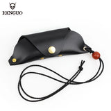 Leather Eyeglasses Soft Pouch with Lanyard