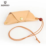 Leather Eyeglasses Soft Pouch with Lanyard