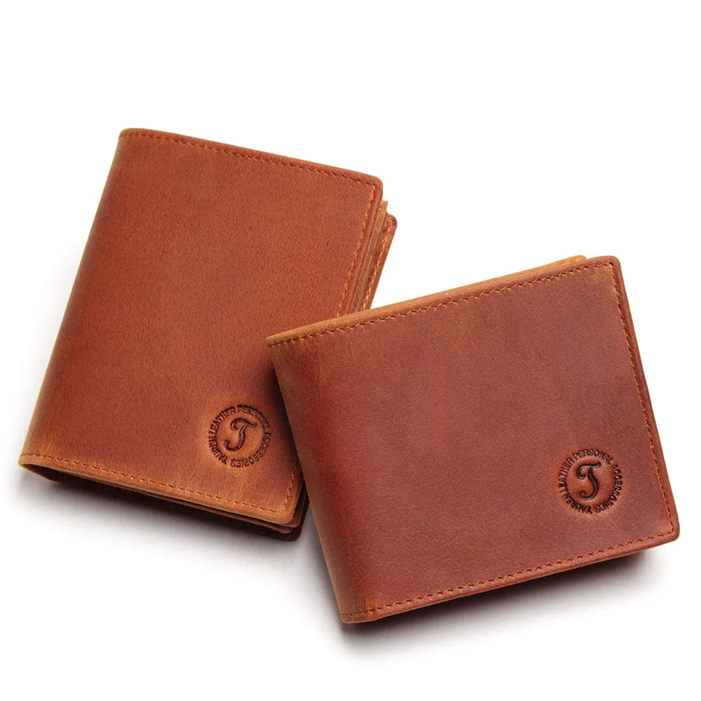 Vintage Crazy Horse Leather Wallet Men Purse Clutch Bag