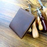 Vintage Leather Purse Engraved Short Wallet