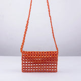 Acrylic Bead Mini Flap Phone Bag Multicolor Woven Beading Small Purse