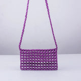 Acrylic Bead Mini Flap Phone Bag Multicolor Woven Beading Small Purse