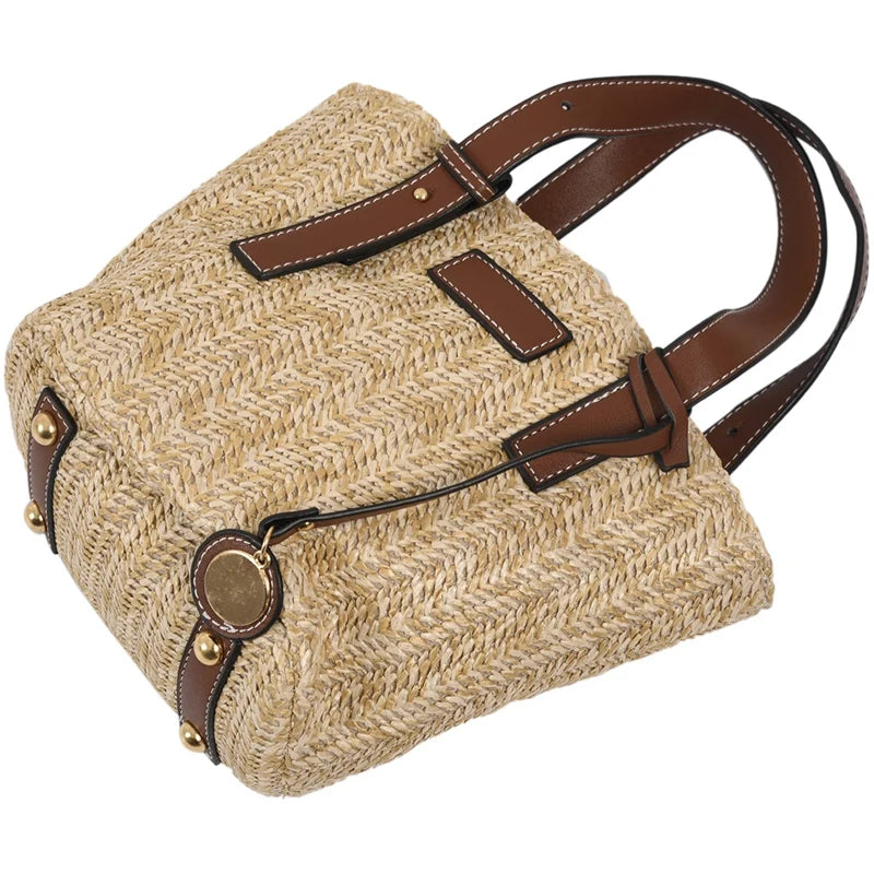 Vintage Retro Beach Bag Straw Rope Knitted Big Messenger Bag