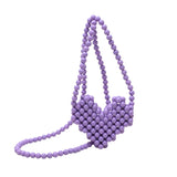 Women Pearl Beaded Shoulder Bag Mini Lipstick Crossbody Evening Clutch