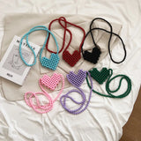 Women Pearl Beaded Shoulder Bag Mini Lipstick Crossbody Evening Clutch