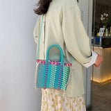 Women's Shoulder Bag Plastic Woven Small Handbag Rattan Straw Beach Bags