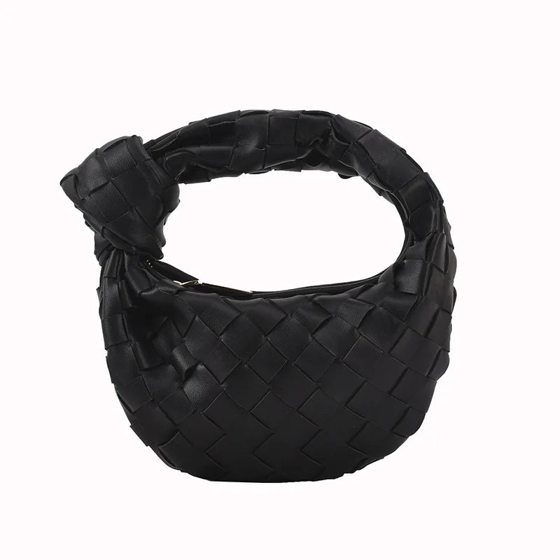 Woven Leather Printed Shoulder Bag Lady Crossbody Hobo Knotted Handle