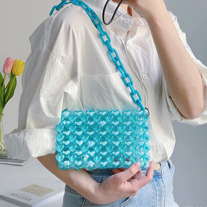Multi-Color Beads Bag Transparent Crystal Ins Handbag