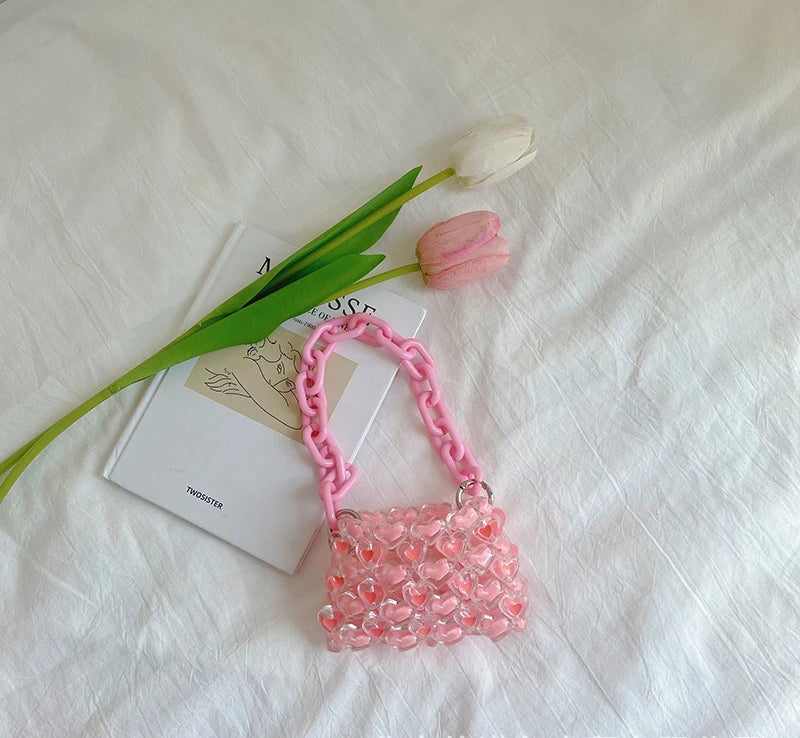 Multi-Color Beads Bag Transparent Crystal Ins Handbag