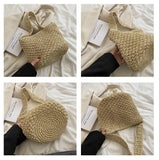 Straw Shoulder Bags Large Capacity Female Bucket Beach Handbags