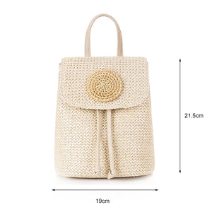 Straw Backpack Summer Beach Rattan School Bag for Women