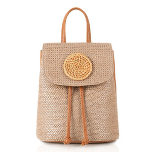 Straw Backpack Summer Beach Rattan School Bag for Women