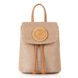 Straw Backpack Summer Beach Rattan School Bag for Women