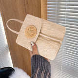 Straw Backpack Summer Beach Rattan School Bag for Women
