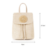 Straw Backpack Summer Beach Rattan School Bag for Women