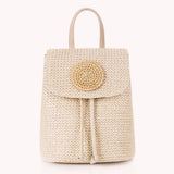 Straw Backpack Summer Beach Rattan School Bag for Women