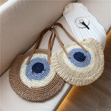 Summer Beach Round Straw Bags for Women Rattan Shoulder Handbag