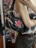 Y2K Hot Girls Denim Shoulder Bag Vintage Retro Crossbody Bag