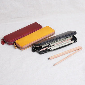Cowhide Leather Pencil Case Retro Small Tool Bag