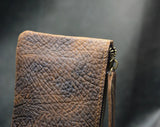 Men's Long Leather Wallet Large Capacity Retro Rugged Cowhide Bag