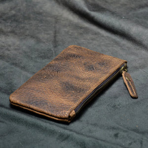 Men's Long Leather Wallet Large Capacity Retro Rugged Cowhide Bag