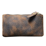 Men's Long Leather Wallet Large Capacity Retro Rugged Cowhide Bag