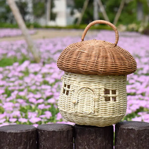 Rattan Mushroom Basket Women's Bag Straw Handbag Beach Shoulder Crossbody