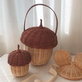 Rattan Mushroom Basket Women's Bag Straw Handbag Beach Shoulder Crossbody