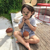 Rattan Mushroom Basket Women's Bag Straw Handbag Beach Shoulder Crossbody