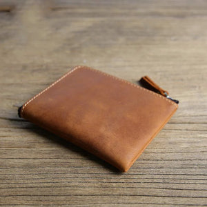 Retro Cowhide Short Wallet Crazy Horse Leather Money Clip Ultra-thin