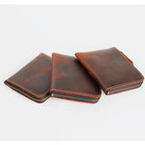 Retro Cowhide Short Wallet Crazy Horse Leather Money Clip Ultra-thin