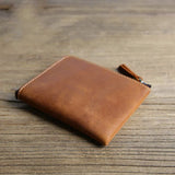 Retro Cowhide Short Wallet Crazy Horse Leather Money Clip Ultra-thin