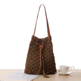Tassel Bucket Straw Bag Small Fresh Woven Shoulder Beach Bag