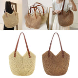 Handwoven Tote Bag Bohemian Shoulder Bag with Zipper Top Handle