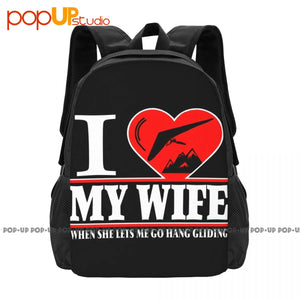 Love Glider Paraglider I Heart My Wife Backpack Large Capacity School Shopping B