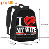 Love Glider Paraglider I Heart My Wife Backpack Large Capacity School Shopping B