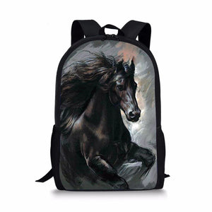 HaoYun Friesian Horse Print School Backpack for Teens Girls Boys